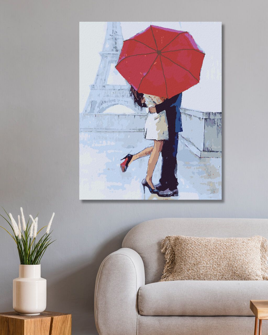 zuty Malování podle čísel - MILENCI V PAŘÍŽI S DEŠTNÍKEM III - Rozměr: 40x50 cm, Rámování: Varianta: bez rámu a bez vypnutí plátna - obrázek 4