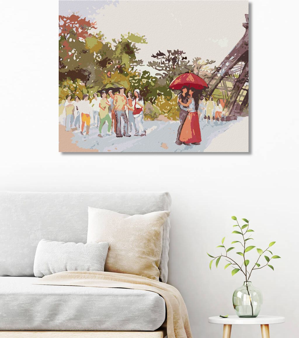 zuty Malování podle čísel - EIFFELOVA VĚŽ A ZAMILOVANÍ LIDÉ - Rozměr: 40x50 cm, Rámování: Varianta: bez rámu a bez vypnutí plátna - obrázek 5
