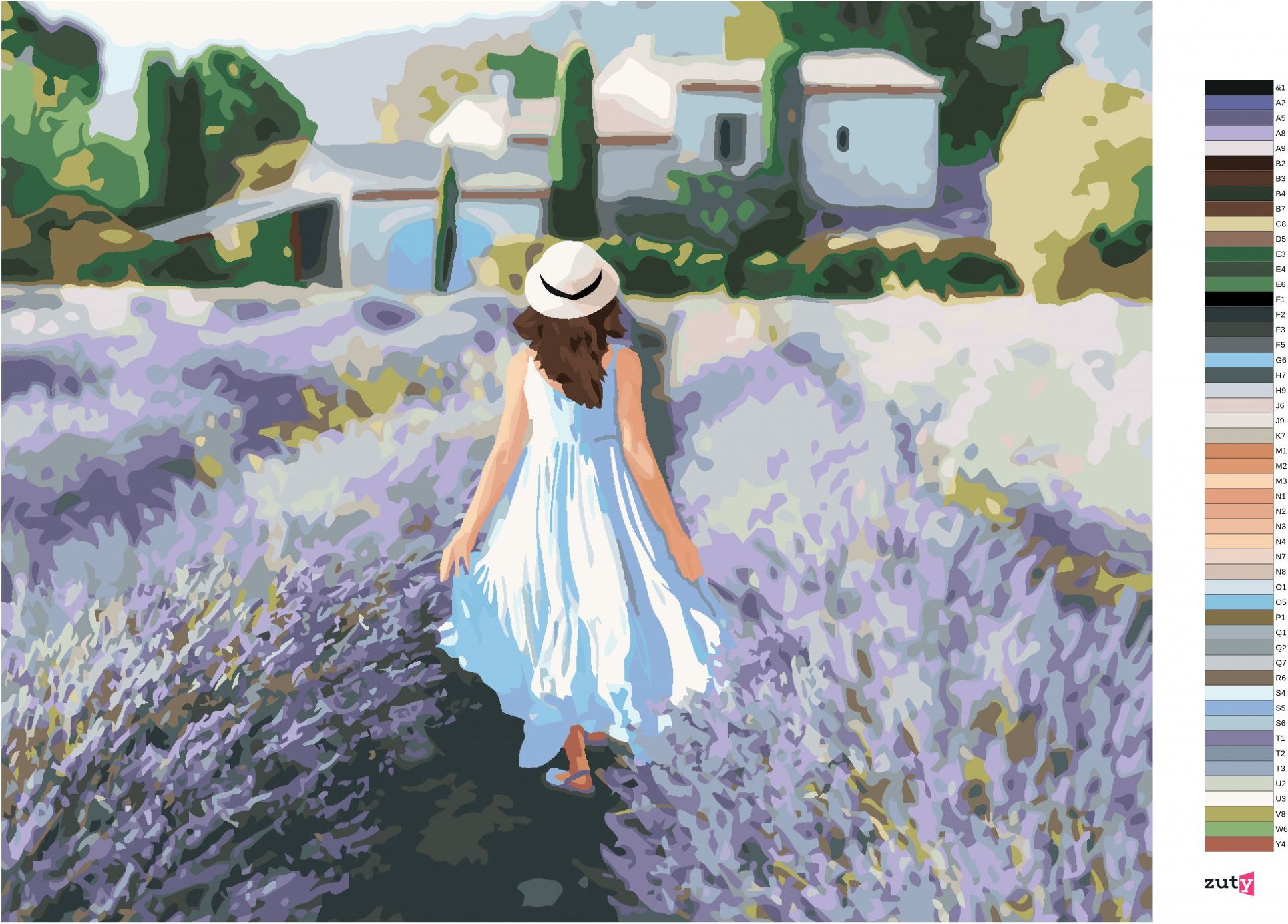 zuty Malování podle čísel - LEVANDULOVÉ POLE A ŽENA V PROVENCE - Rozměr: 40x50 cm, Rámování: Varianta: vypnuté plátno na rám - obrázek 7