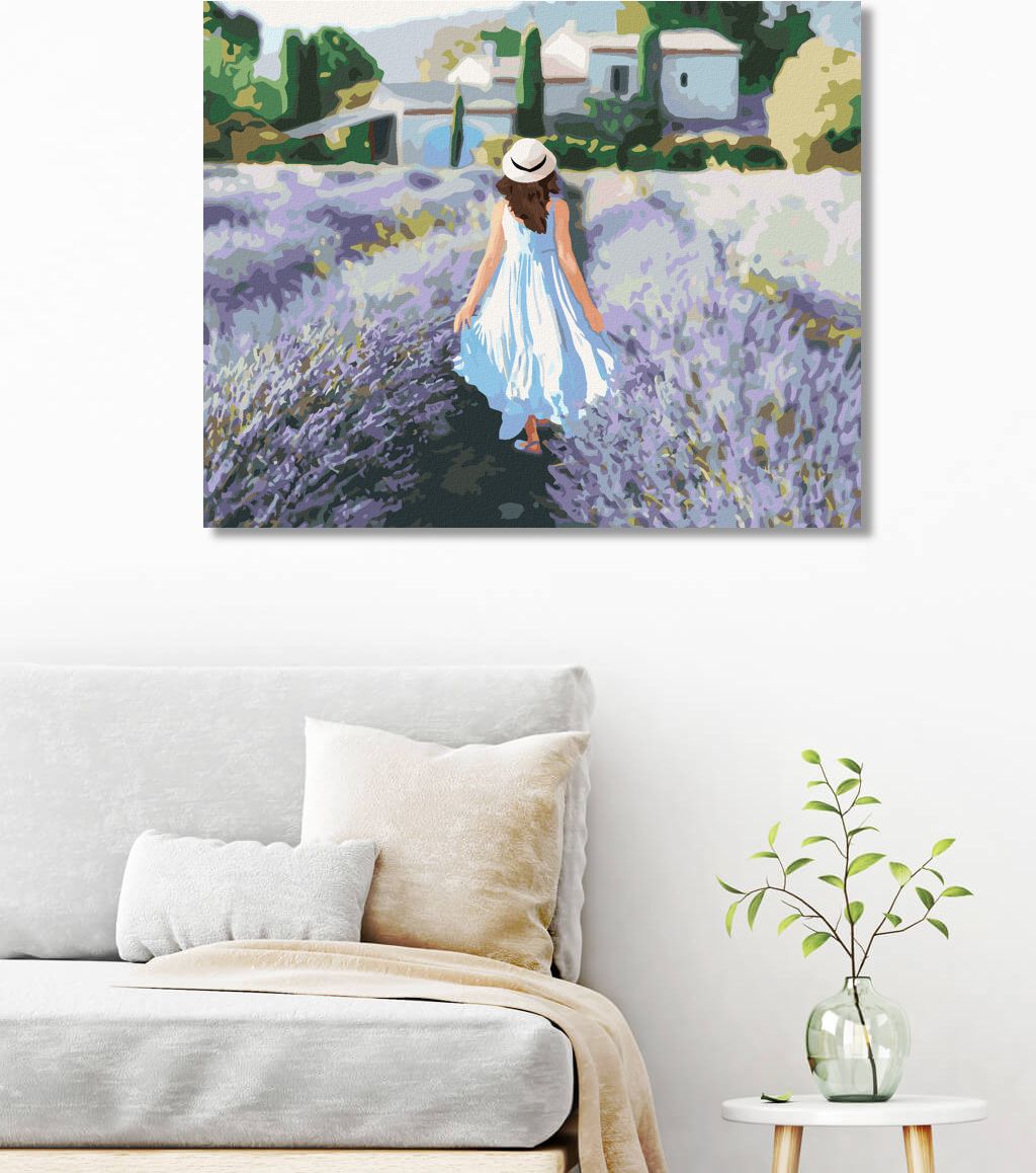 zuty Malování podle čísel - LEVANDULOVÉ POLE A ŽENA V PROVENCE - Rozměr: 40x50 cm, Rámování: Varianta: vypnuté plátno na rám - obrázek 8