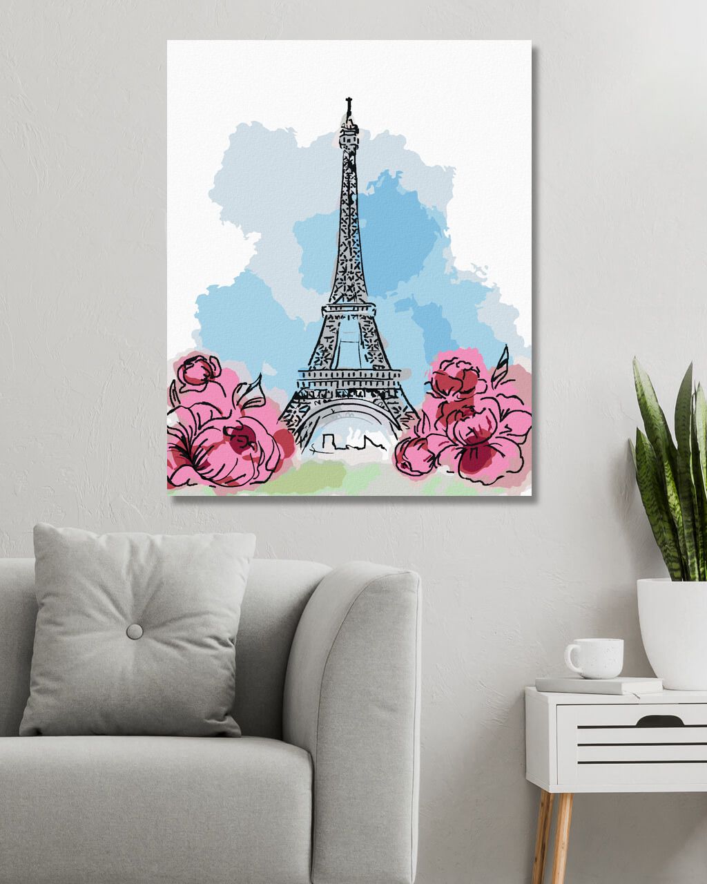 zuty Malování podle čísel - EIFFELOVA VĚŽ V PAŘÍŽI S RŮŽOVÝMI KVĚTINAMI - Rozměr: 40x50 cm, Rámování: Varianta: vypnuté plátno na rám - obrázek 11