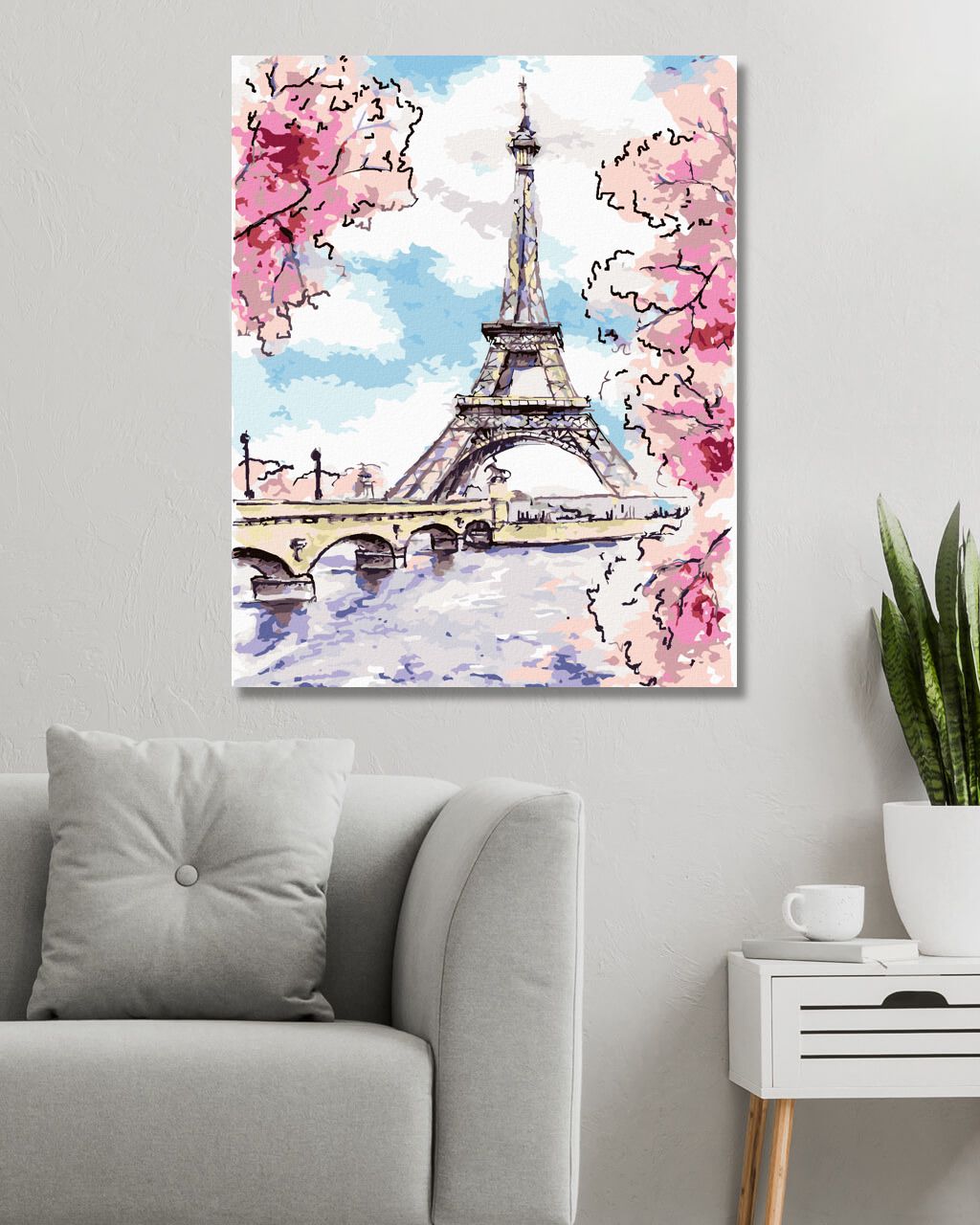 zuty Malování podle čísel - EIFFELOVA VĚŽ V PAŘÍŽI S RŮŽOVÝMI KVĚTINAMI - Rozměr: 40x50 cm, Rámování: Varianta: vypnuté plátno na rám - obrázek 16