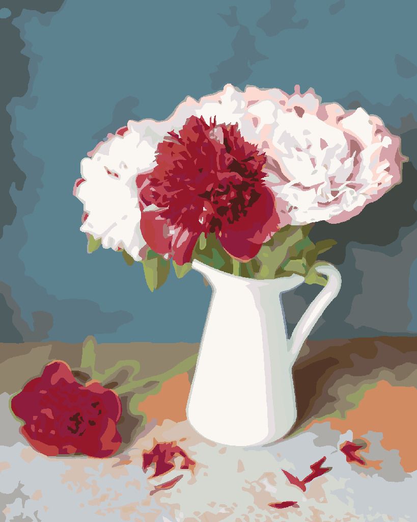 zuty Malování podle čísel - ČERVENÉ A BÍLÉ PIVOŇKY VE VÁZE - Rozměr: 40x50 cm, Rámování: Varianta: vypnuté plátno na rám - obrázek 8