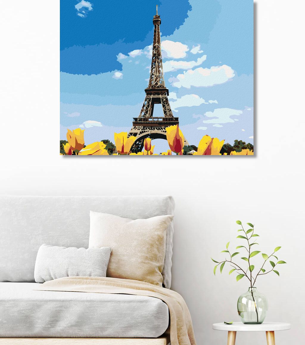 zuty Malování podle čísel - EIFFELOVA VĚŽ A TULIPÁNY - Rozměr: 40x50 cm, Rámování: Varianta: bez rámu a bez vypnutí plátna - obrázek 5