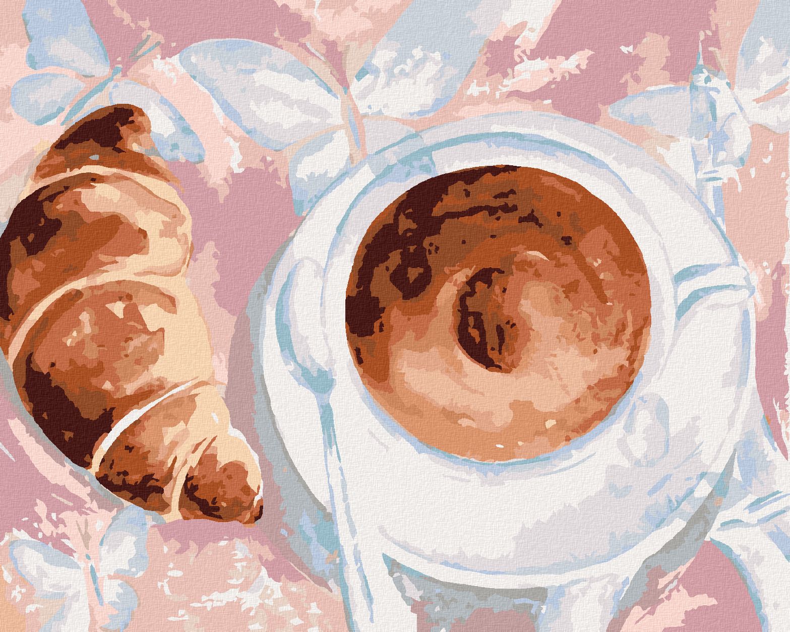 zuty Malování podle čísel - KÁVA A CROISSANT V PAŘÍŽI - Rozměr: 40x50 cm, Rámování: Varianta: bez rámu a bez vypnutí plátna - obrázek 1