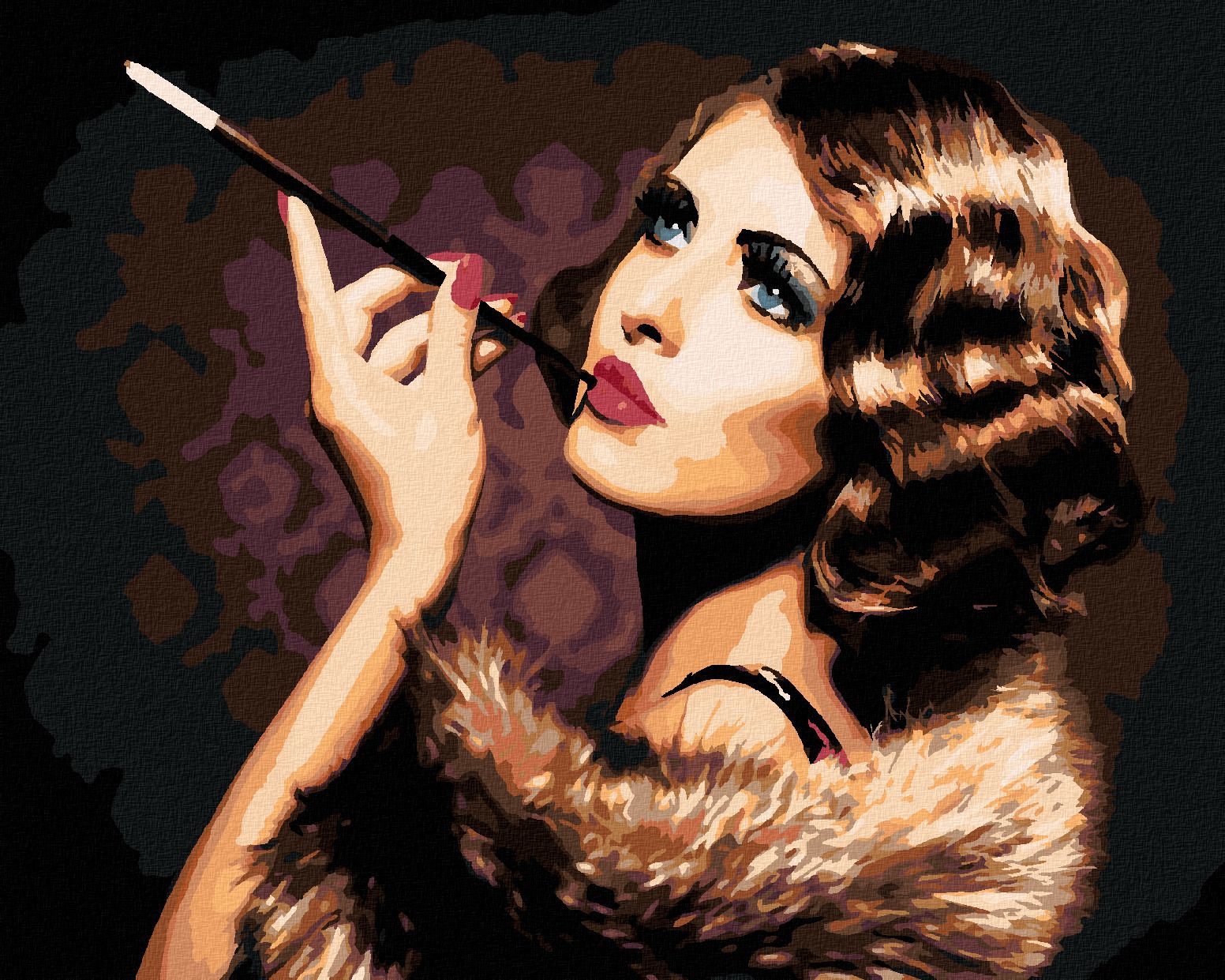 zuty Malování podle čísel - ELEGANTNÍ ŽENA S CIGARETOU - Rozměr: 40x50 cm, Rámování: Varianta: bez rámu a bez vypnutí plátna - obrázek 1