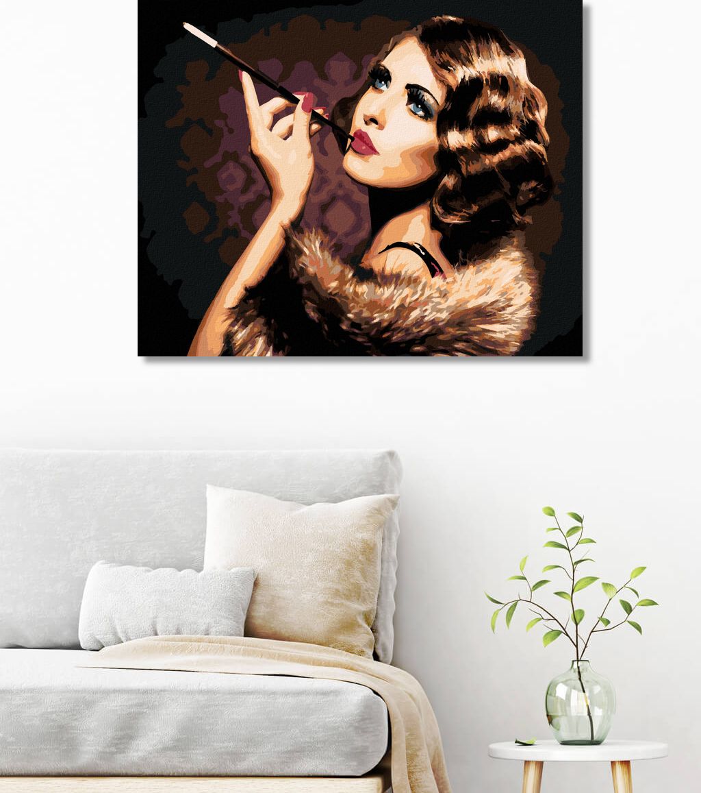 zuty Malování podle čísel - ELEGANTNÍ ŽENA S CIGARETOU - Rozměr: 40x50 cm, Rámování: Varianta: bez rámu a bez vypnutí plátna - obrázek 4