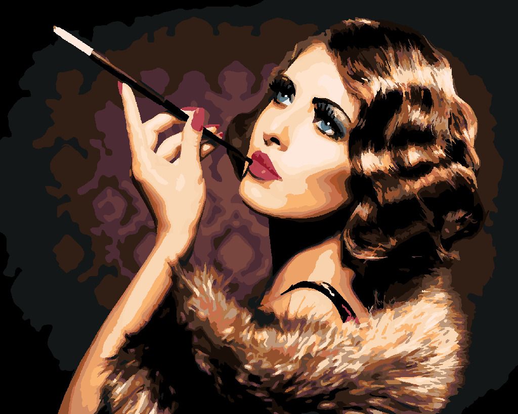 zuty Malování podle čísel - ELEGANTNÍ ŽENA S CIGARETOU - Rozměr: 40x50 cm, Rámování: Varianta: bez rámu a bez vypnutí plátna - obrázek 6