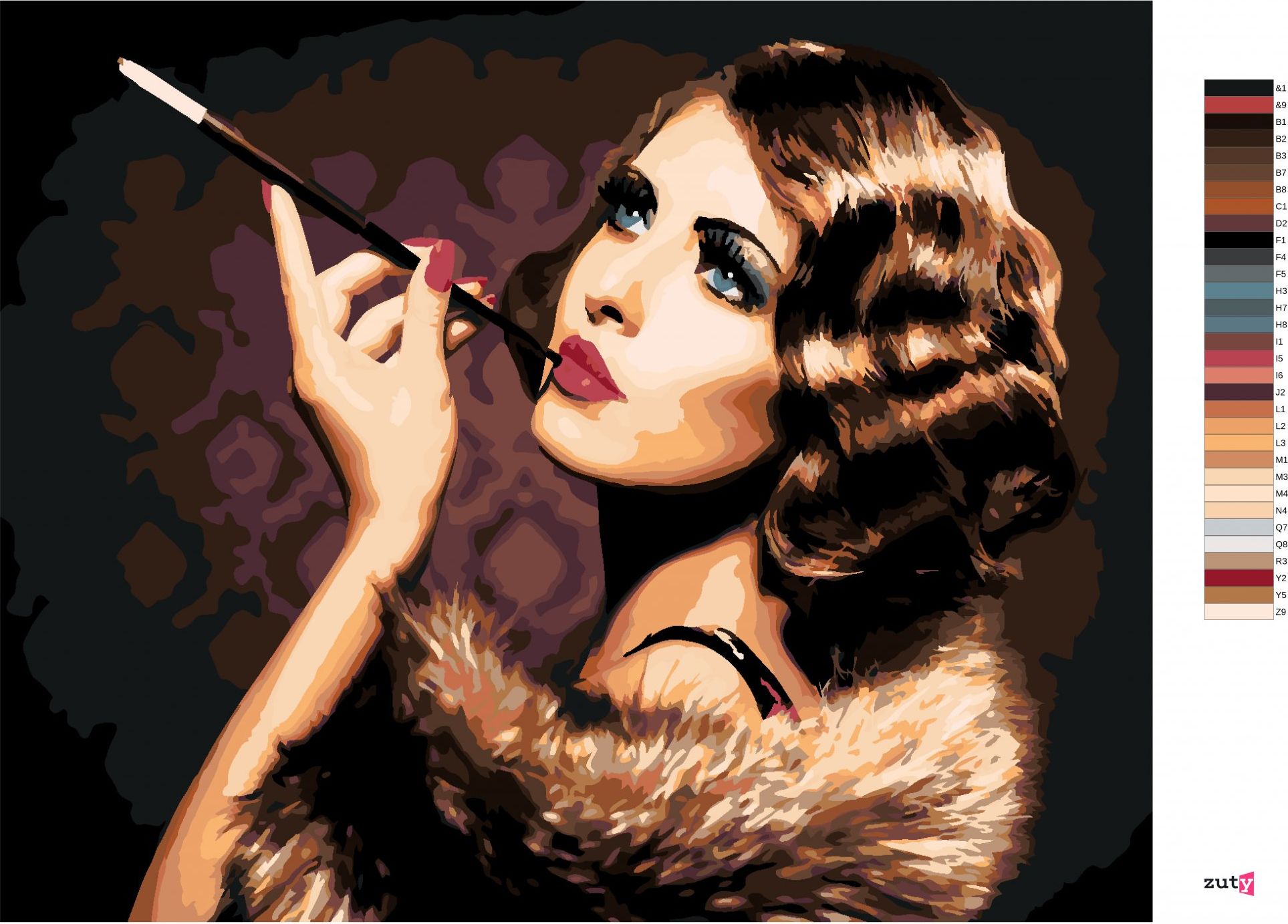 zuty Malování podle čísel - ELEGANTNÍ ŽENA S CIGARETOU - Rozměr: 40x50 cm, Rámování: Varianta: bez rámu a bez vypnutí plátna - obrázek 9