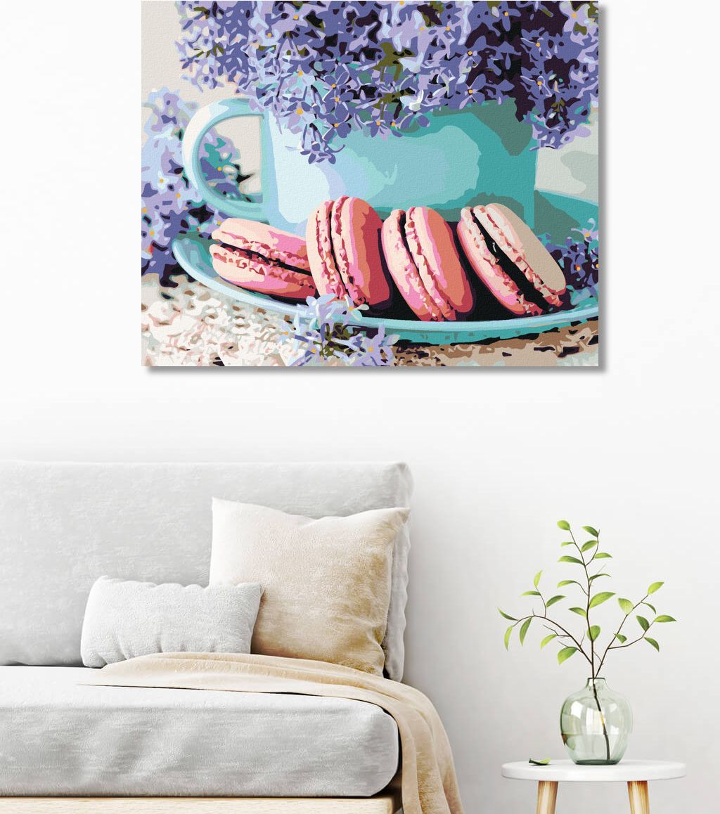 zuty Malování podle čísel - KÁVA A MAKRONKY - Rozměr: 40x50 cm, Rámování: Varianta: vypnuté plátno na rám - obrázek 2