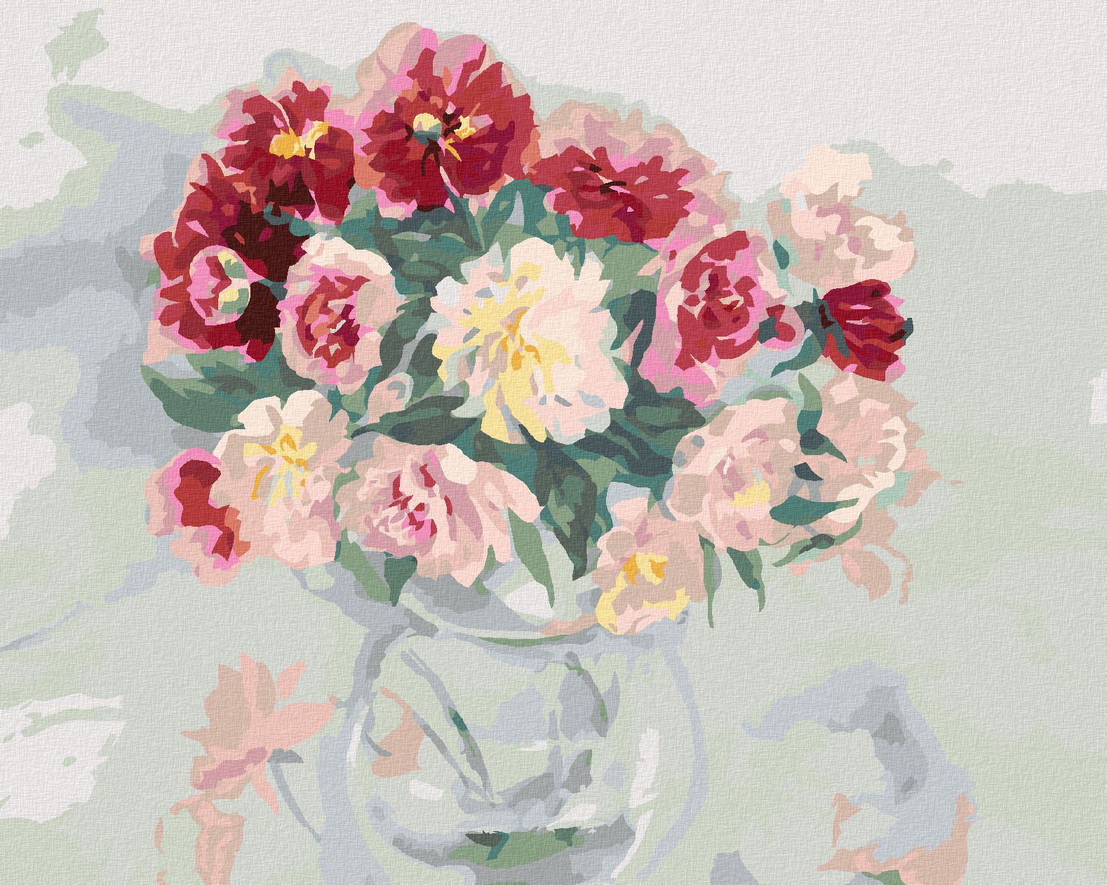 zuty Malování podle čísel - BAREVNÉ PIVOŇKY VE VÁZE - Rozměr: 40x50 cm, Rámování: Varianta: vypnuté plátno na rám - obrázek 1