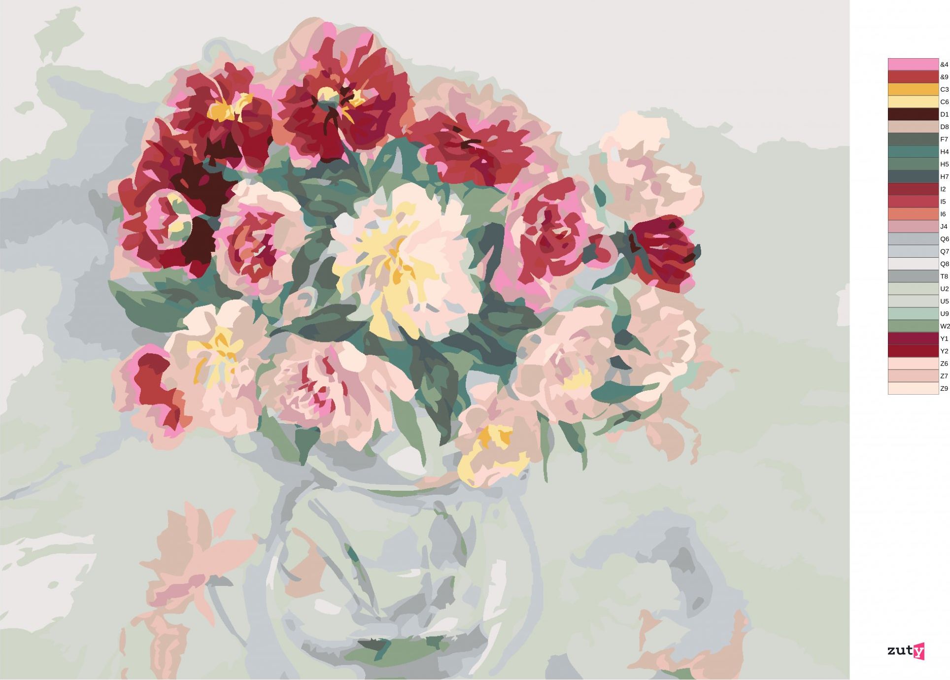 zuty Malování podle čísel - BAREVNÉ PIVOŇKY VE VÁZE - Rozměr: 40x50 cm, Rámování: Varianta: vypnuté plátno na rám - obrázek 6