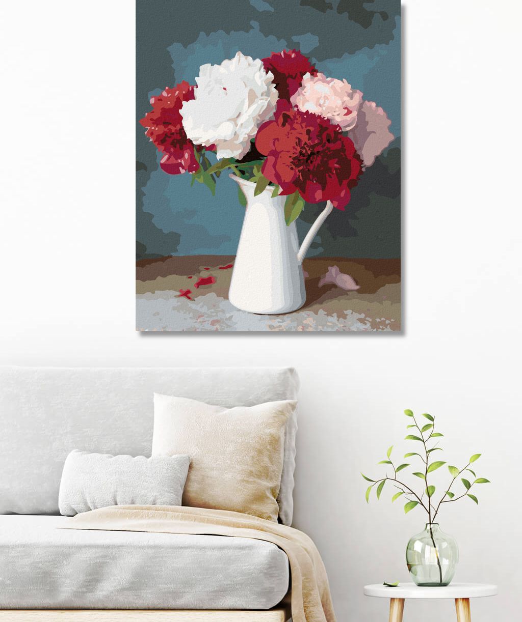 zuty Malování podle čísel - ČERVENÉ A BÍLÉ PIVOŇKY VE VÁZE II - Rozměr: 40x50 cm, Rámování: Varianta: vypnuté plátno na rám - obrázek 7