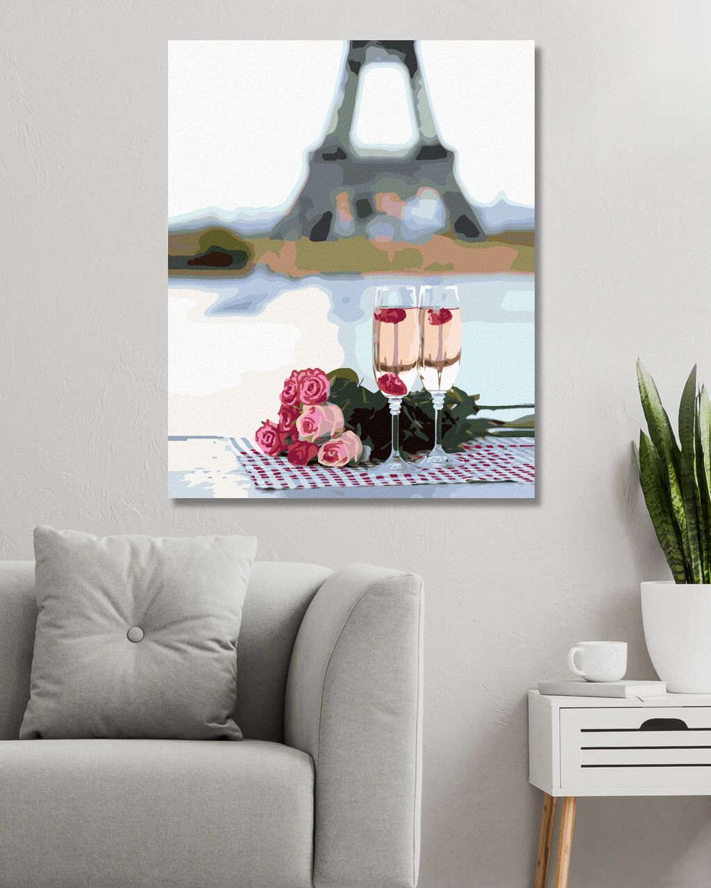 zuty Malování podle čísel - SKLENIČKY A RŮŽE V PAŘÍŽI A EIFFELOVA VĚŽ 2 - Rozměr: 40x50 cm, Rámování: Varianta: bez rámu a bez vypnutí plátna - obrázek 4