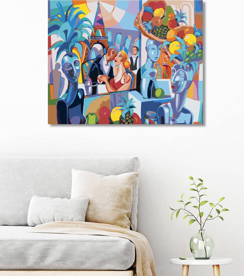 zuty Malování podle čísel - ABSTRAKTNÍ RESTAURACE V PAŘÍŽI - Rozměr: 40x50 cm, Rámování: Varianta: vypnuté plátno na rám - obrázek 3