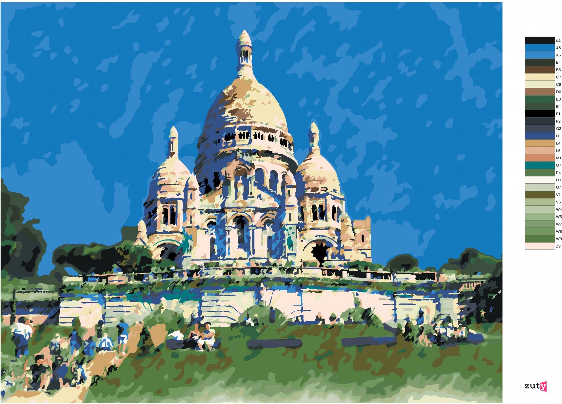 zuty Malování podle čísel - SACRE COEUR V PAŘÍŽI - Rozměr: 40x50 cm, Rámování: Varianta: vypnuté plátno na rám - obrázek 5