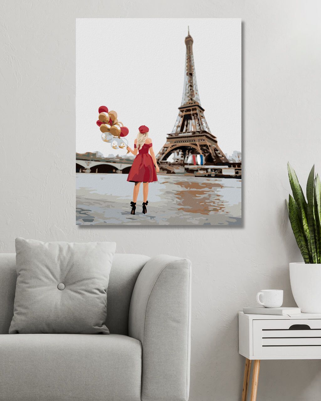zuty Malování podle čísel - EIFFELOVA VĚŽ A ŽENA S ČERVENÝMI BALÓNKY - Rozměr: 40x50 cm, Rámování: Varianta: bez rámu a bez vypnutí plátna - obrázek 4