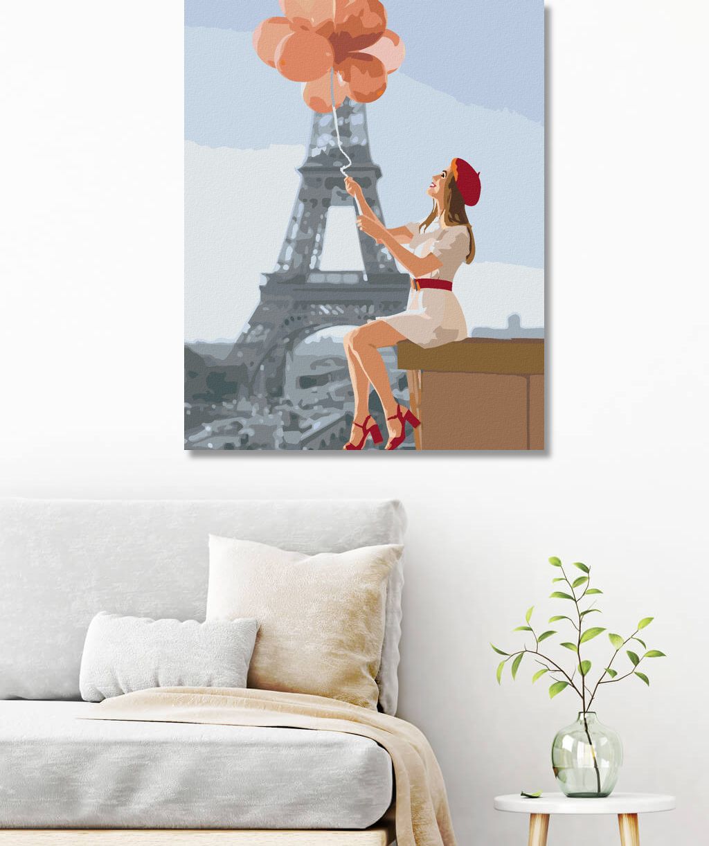 zuty Malování podle čísel - EIFFELOVA VĚŽ A ŽENA S ČERVENÝMI BALÓNKY - Rozměr: 40x50 cm, Rámování: Varianta: bez rámu a bez vypnutí plátna - obrázek 19