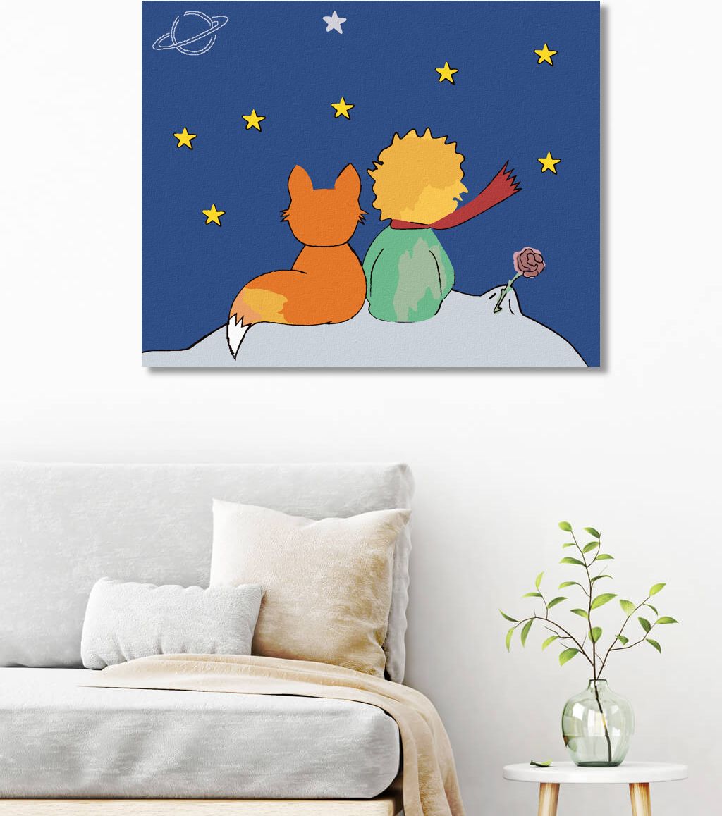 zuty Malování podle čísel - MALÝ PRINC A HVĚZDY - Rozměr: 40x50 cm, Rámování: Varianta: vypnuté plátno na rám - obrázek 7