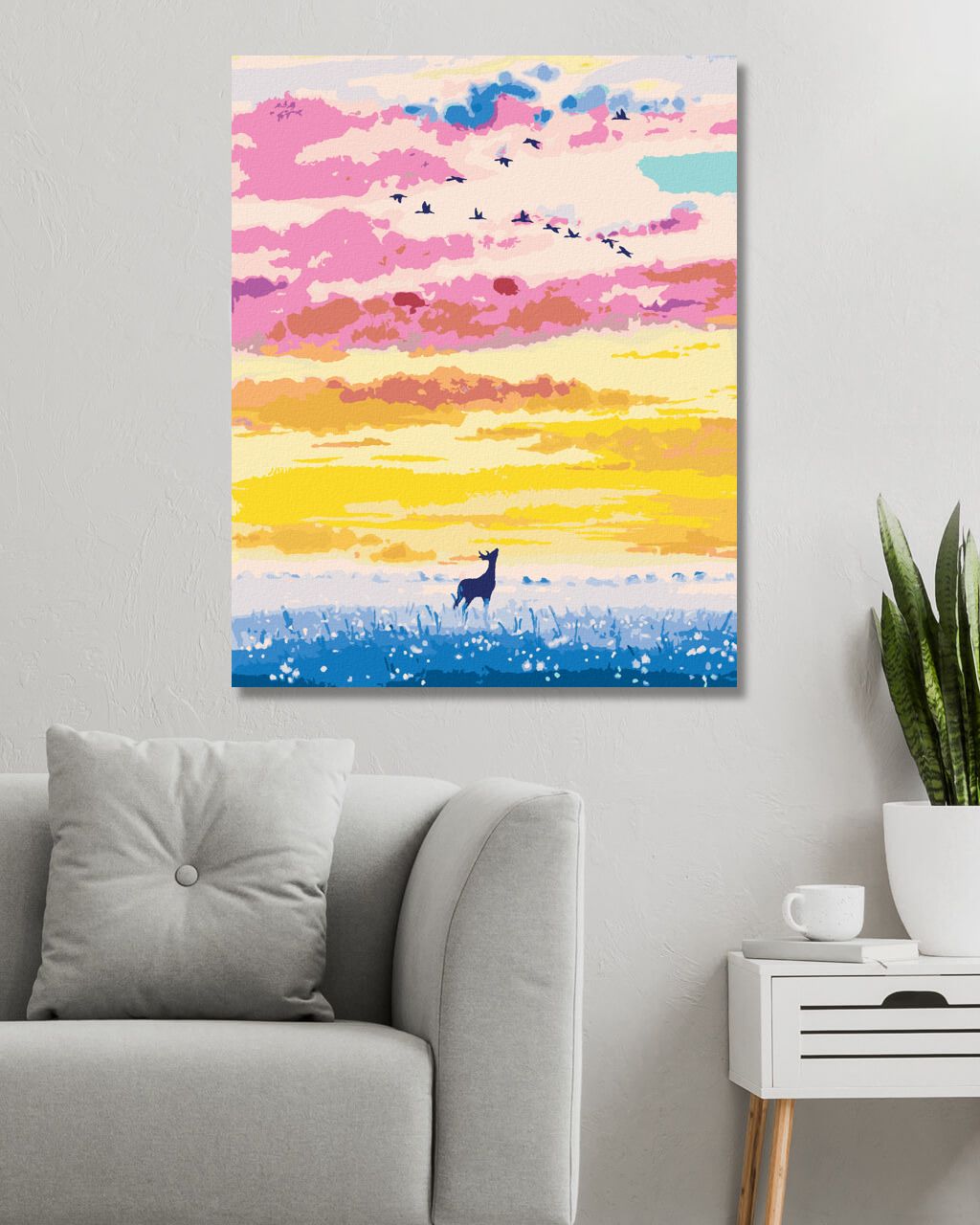 zuty Malování podle čísel - JELEN V DIVOKÉM POLI SE SOUMRAKEM - Rozměr: 40x50 cm, Rámování: Varianta: bez rámu a bez vypnutí plátna - obrázek 4