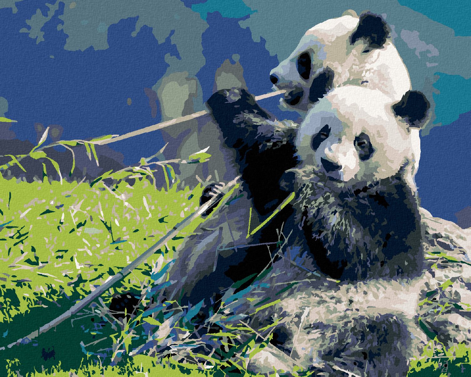 zuty Malování podle čísel - PANDA A BAMBUS - Rozměr: 40x50 cm, Rámování: Varianta: vypnuté plátno na rám - obrázek 1
