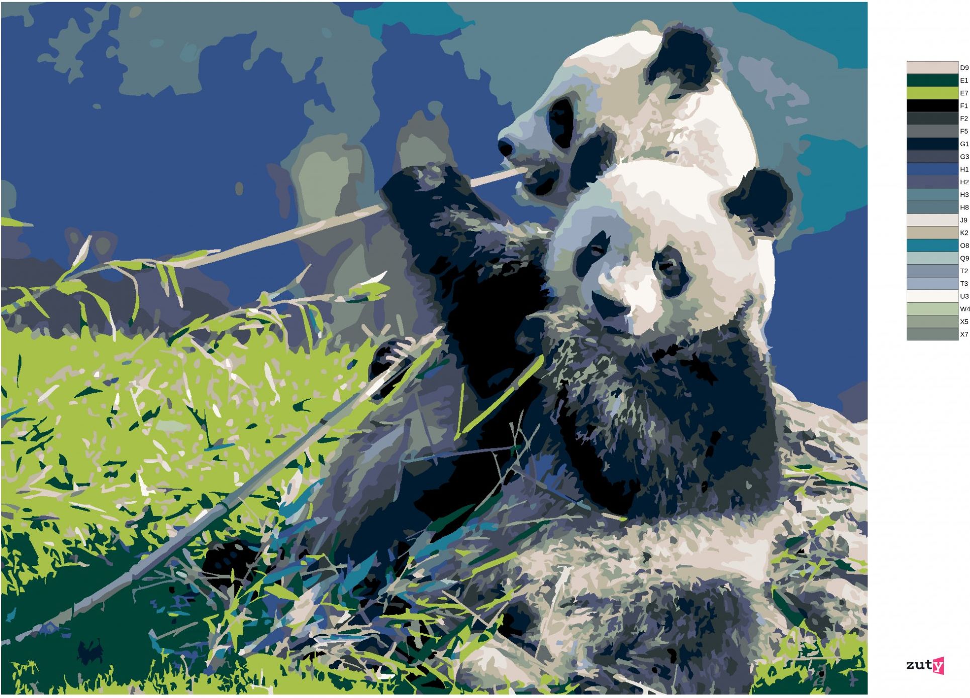 zuty Malování podle čísel - PANDA A BAMBUS - Rozměr: 40x50 cm, Rámování: Varianta: vypnuté plátno na rám - obrázek 6
