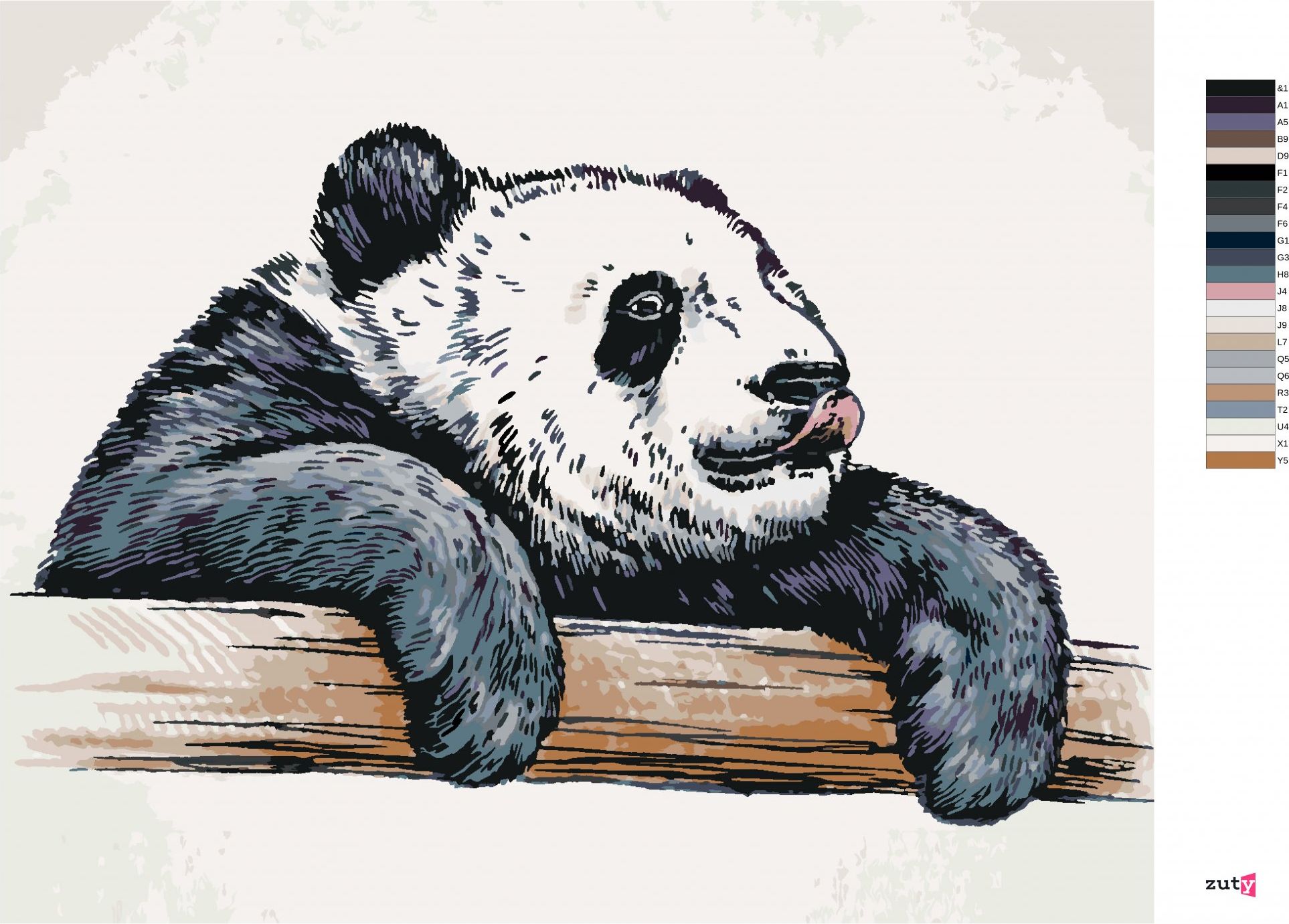 zuty Malování podle čísel - OLIZUJÍCÍ SE PANDA - Rozměr: 40x50 cm, Rámování: Varianta: vypnuté plátno na rám - obrázek 5