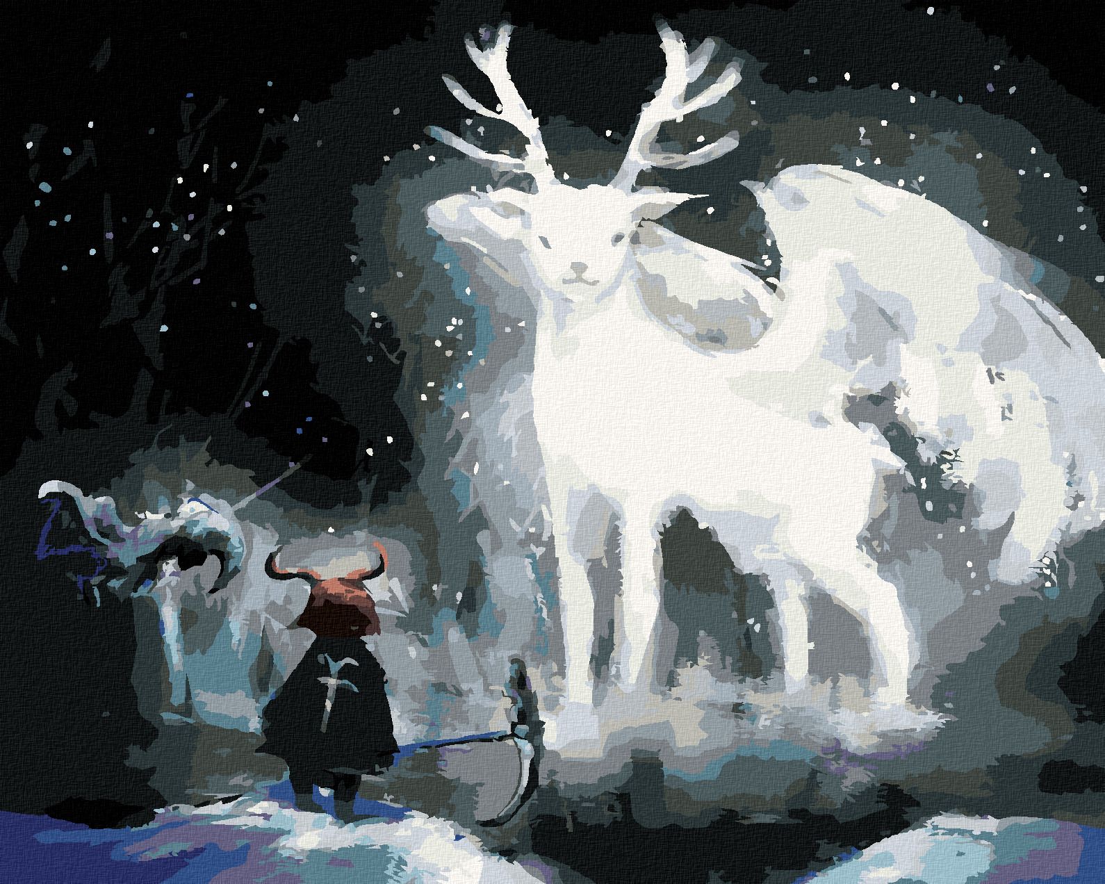 zuty Malování podle čísel - MAGICKÝ BÍLÝ JELEN V LESE - Rozměr: 40x50 cm, Rámování: Varianta: vypnuté plátno na rám - obrázek 1
