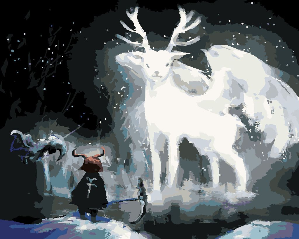 zuty Malování podle čísel - MAGICKÝ BÍLÝ JELEN V LESE - Rozměr: 40x50 cm, Rámování: Varianta: vypnuté plátno na rám - obrázek 6