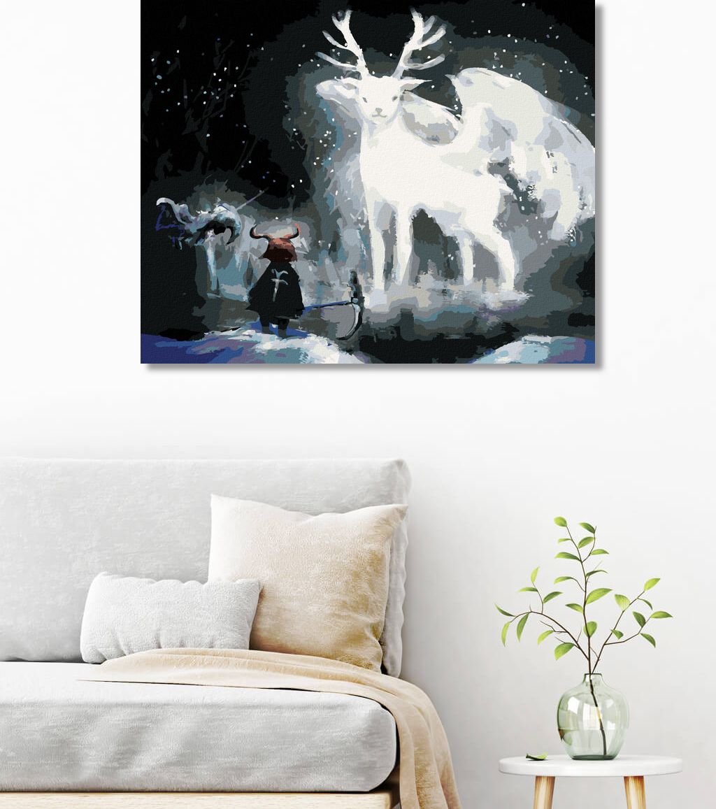 zuty Malování podle čísel - MAGICKÝ BÍLÝ JELEN V LESE - Rozměr: 40x50 cm, Rámování: Varianta: vypnuté plátno na rám - obrázek 10