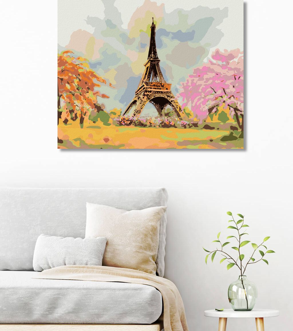 zuty Malování podle čísel - EIFFELOVA VĚŽ A RŮŽOVÝ STROM - Rozměr: 40x50 cm, Rámování: Varianta: bez rámu a bez vypnutí plátna - obrázek 7