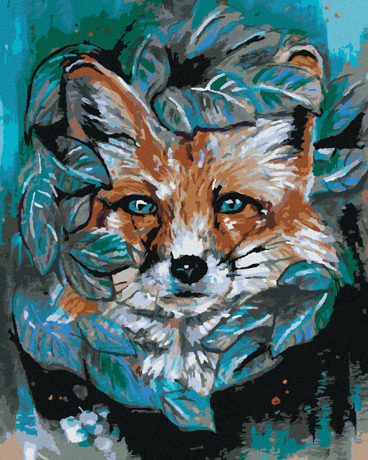 zuty Malování podle čísel - LIŠKA S LISTY - Rozměr: 40x50 cm, Rámování: Varianta: bez rámu a bez vypnutí plátna - obrázek 1