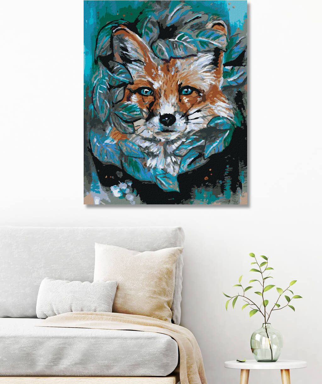 zuty Malování podle čísel - LIŠKA S LISTY - Rozměr: 40x50 cm, Rámování: Varianta: bez rámu a bez vypnutí plátna - obrázek 3