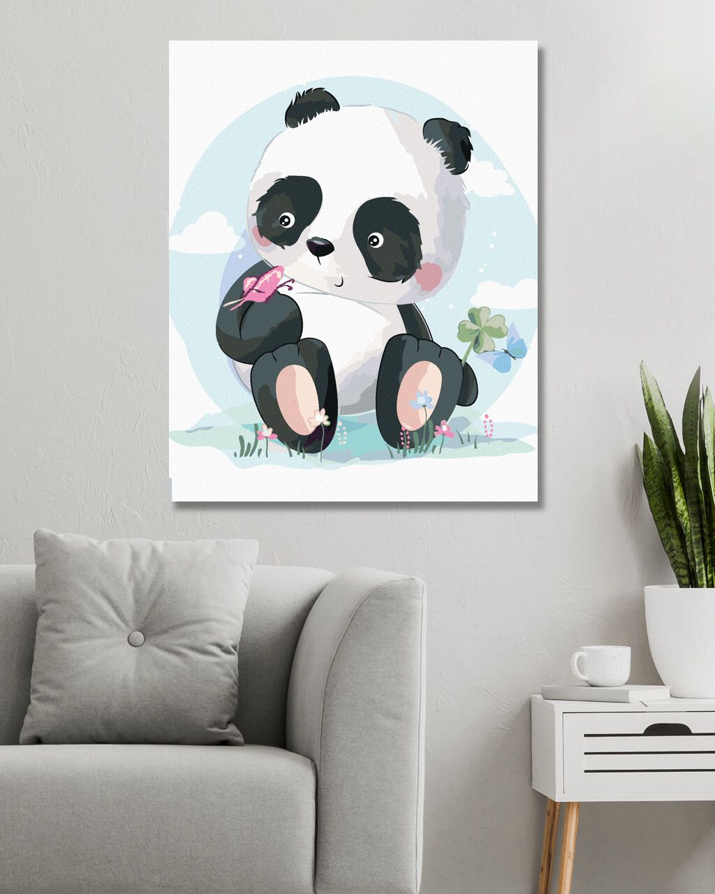 zuty Malování podle čísel - PANDA S MOTÝLKEM - Rozměr: 40x50 cm, Rámování: Varianta: vypnuté plátno na rám - obrázek 3