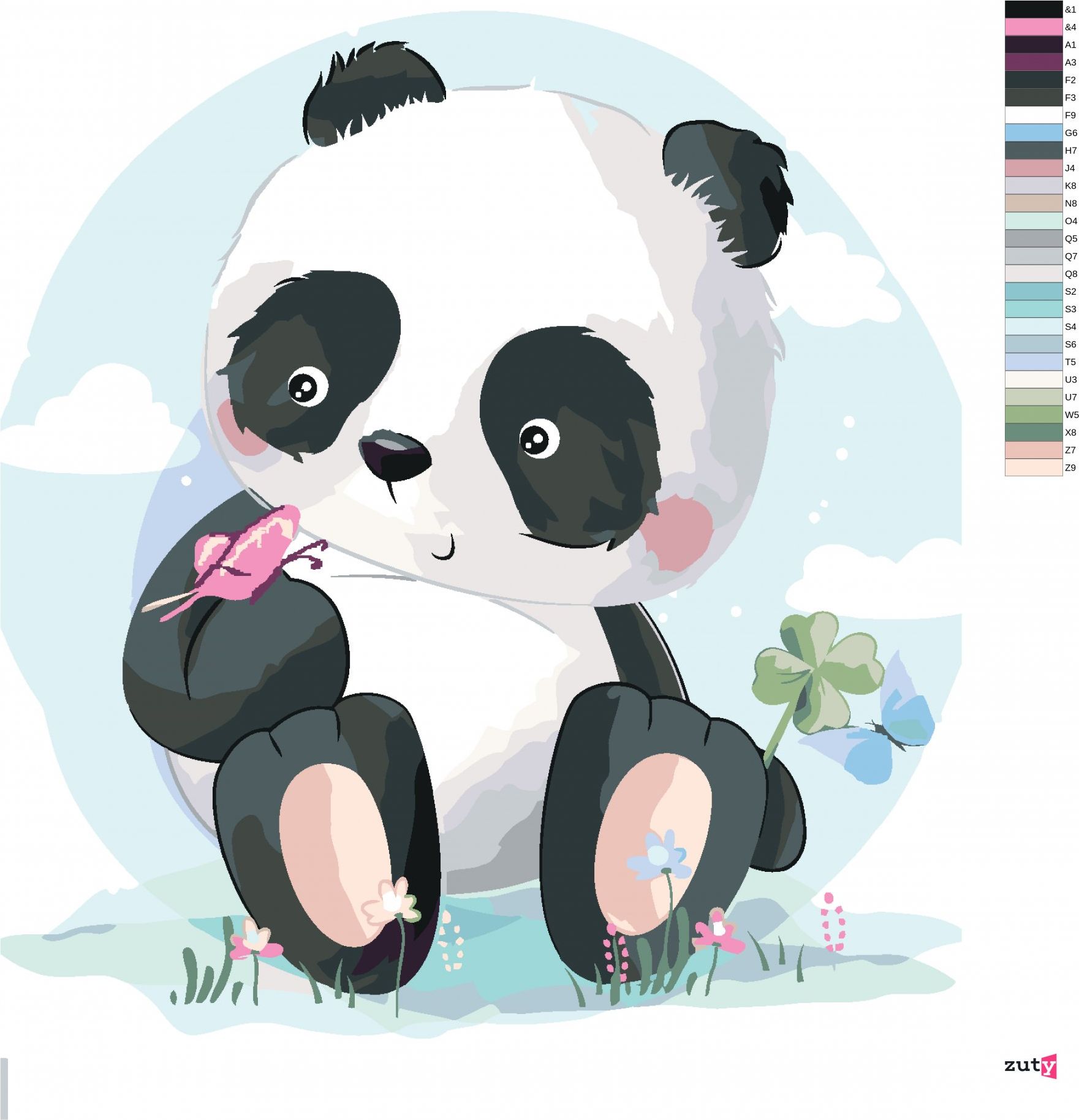 zuty Malování podle čísel - PANDA S MOTÝLKEM - Rozměr: 40x50 cm, Rámování: Varianta: vypnuté plátno na rám - obrázek 7