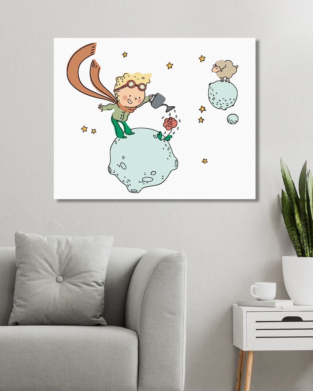 zuty Malování podle čísel - MALÝ PRINC ZALÉVAJÍCÍ RŮŽI - Rozměr: 40x50 cm, Rámování: Varianta: vypnuté plátno na rám - obrázek 2