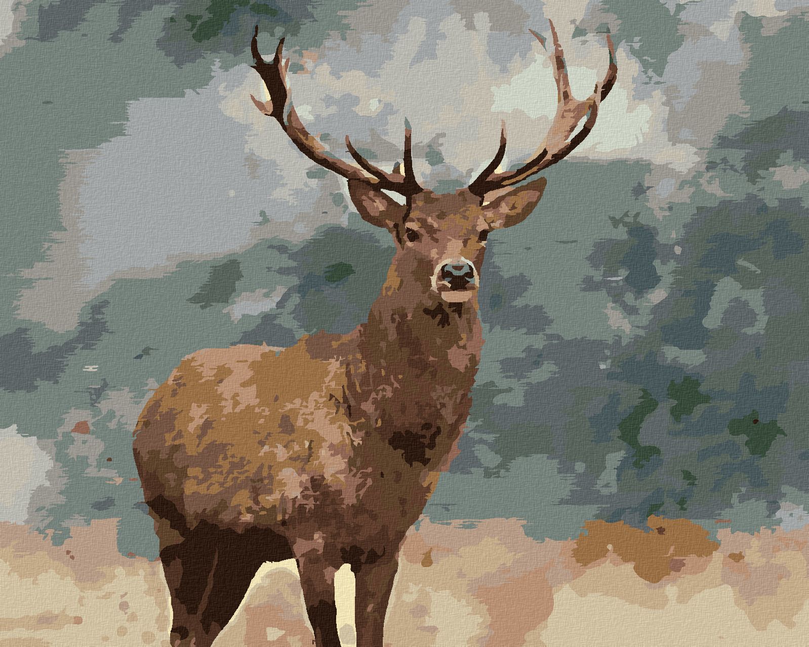 zuty Malování podle čísel - DOSPĚLÝ JELEN - Rozměr: 40x50 cm, Rámování: Varianta: bez rámu a bez vypnutí plátna - obrázek 1