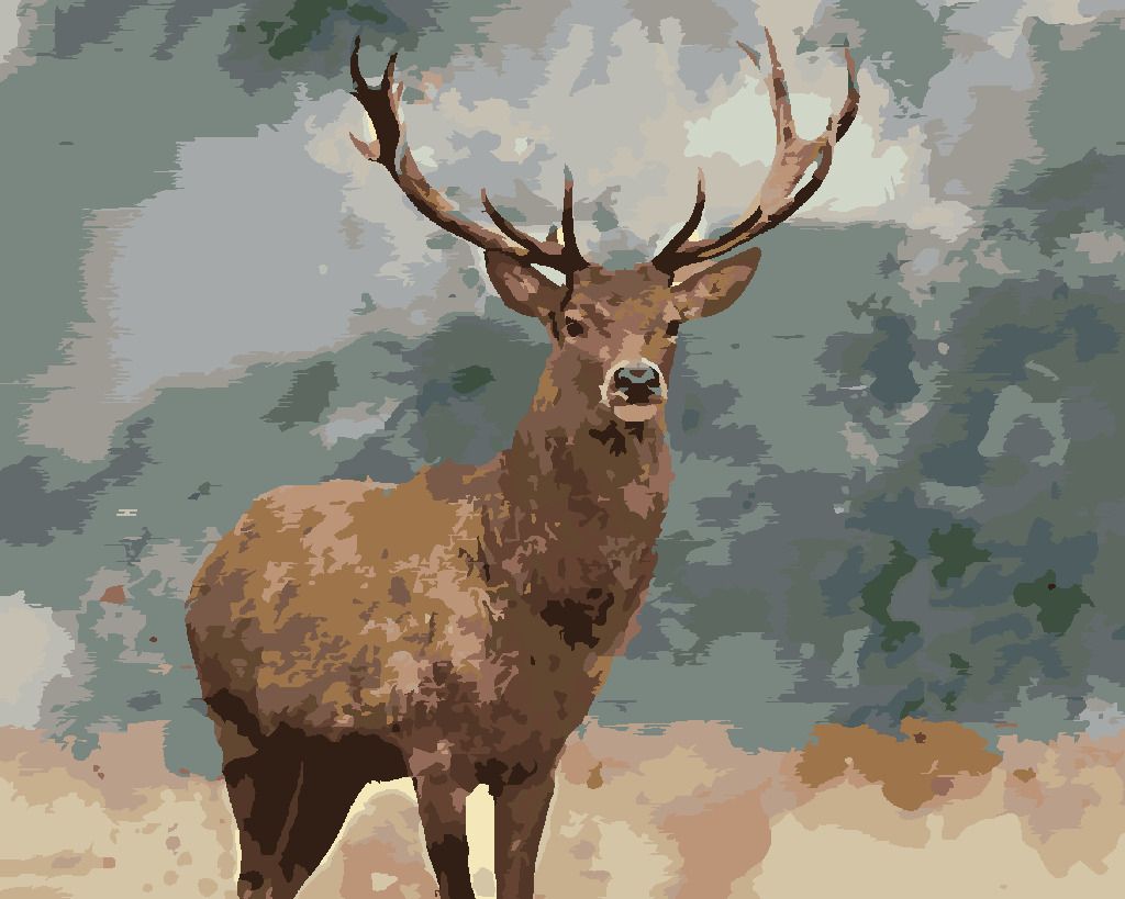 zuty Malování podle čísel - DOSPĚLÝ JELEN - Rozměr: 40x50 cm, Rámování: Varianta: bez rámu a bez vypnutí plátna - obrázek 3