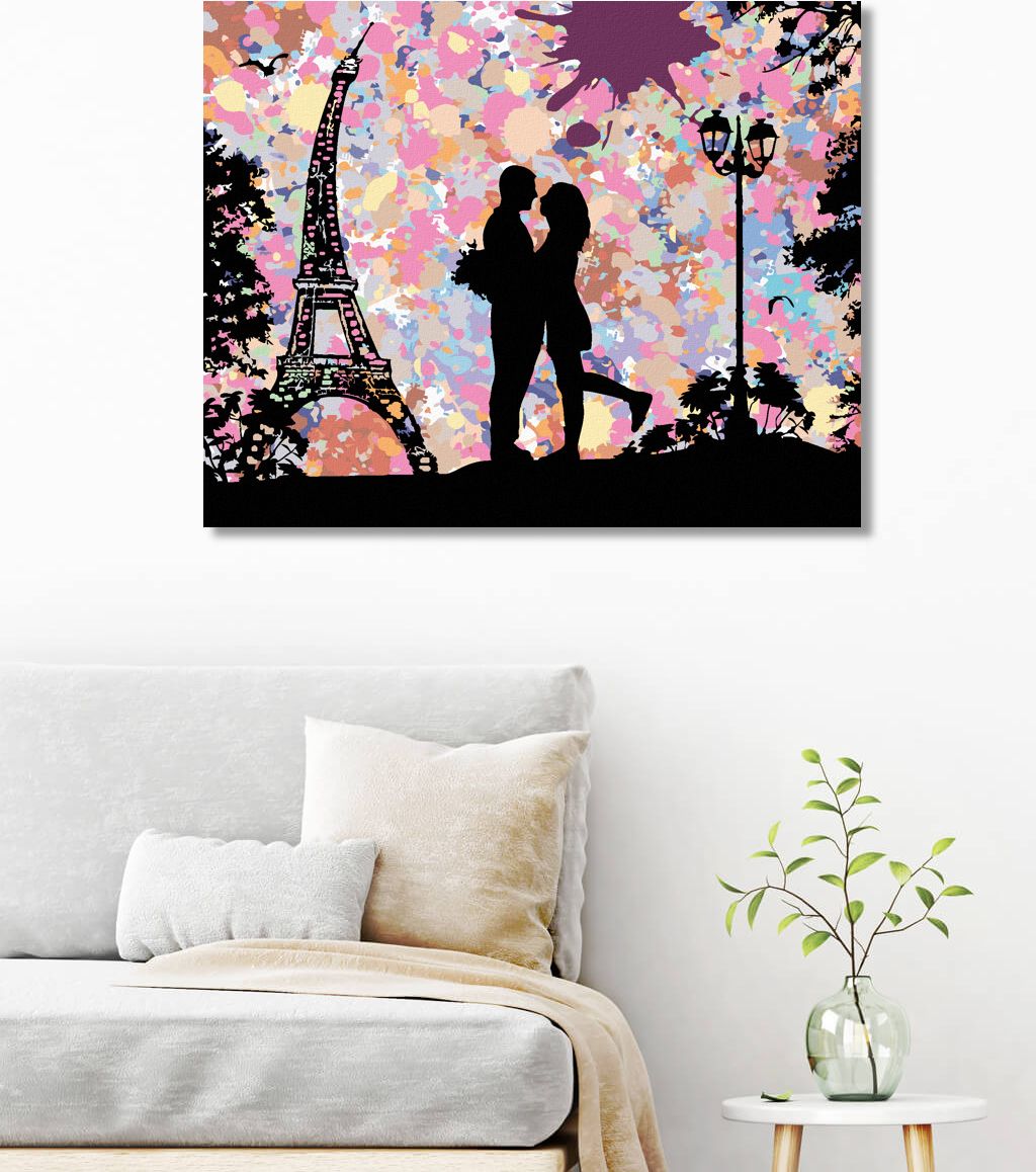 zuty Malování podle čísel - MILENCI A ABSTRAKTNÍ EIFFELOVA VĚŽ - Rozměr: 40x50 cm, Rámování: Varianta: bez rámu a bez vypnutí plátna - obrázek 7