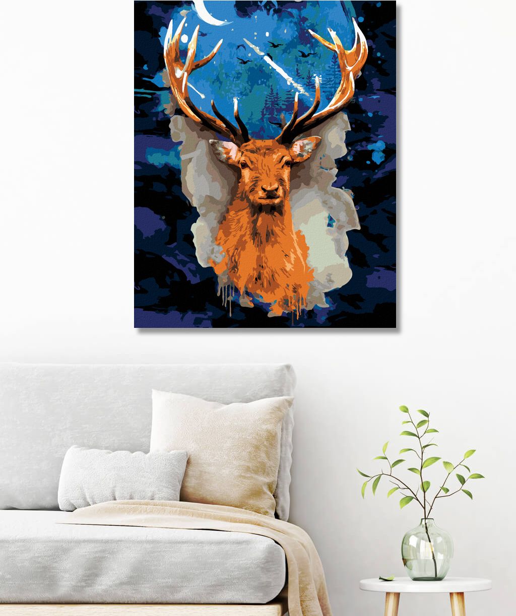 zuty Malování podle čísel - JELEN S TEMNOU GALAXIÍ - Rozměr: 40x50 cm, Rámování: Varianta: bez rámu a bez vypnutí plátna - obrázek 7