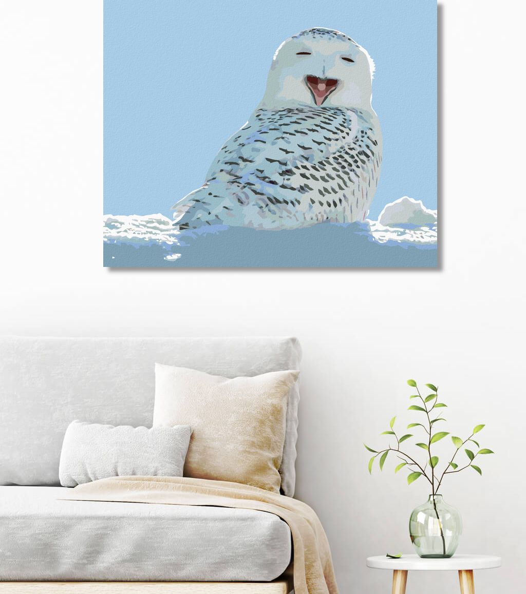 zuty Malování podle čísel - ZÍVAJÍCÍ BÍLÁ SOVA - Rozměr: 40x50 cm, Rámování: Varianta: vypnuté plátno na rám - obrázek 4