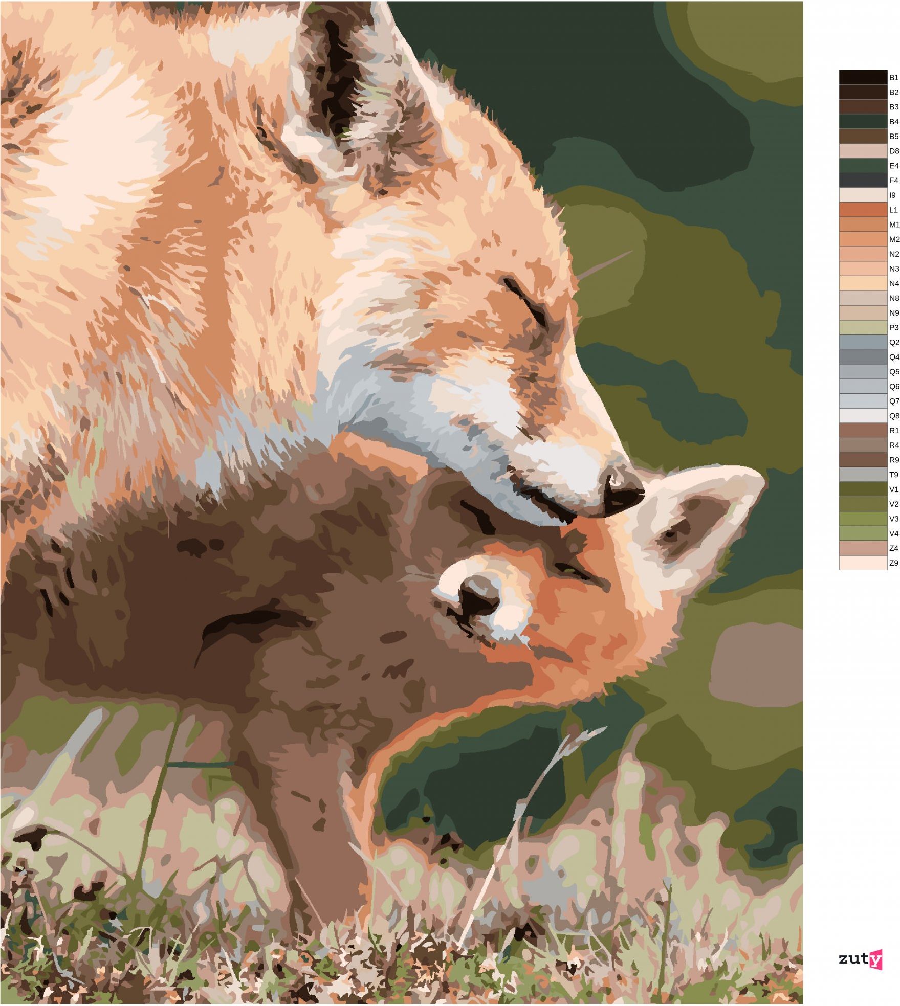 zuty Malování podle čísel - LIŠKA A MLÁDĚ - Rozměr: 40x50 cm, Rámování: Varianta: vypnuté plátno na rám - obrázek 4