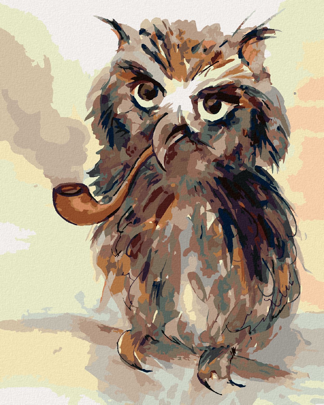 zuty Malování podle čísel - SOVA S FAJFKOU - Rozměr: 40x50 cm, Rámování: Varianta: vypnuté plátno na rám - obrázek 1