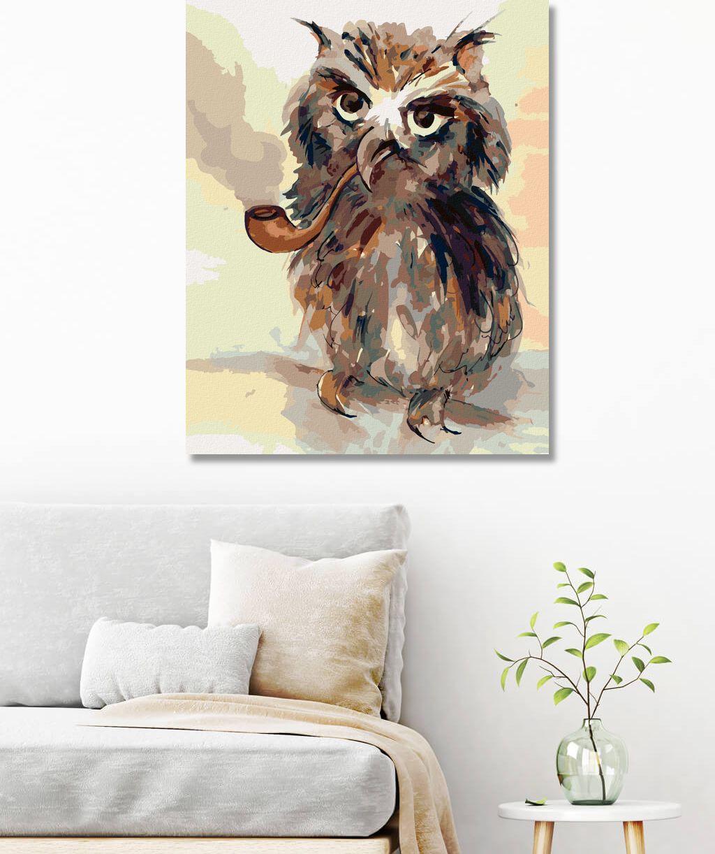 zuty Malování podle čísel - SOVA S FAJFKOU - Rozměr: 40x50 cm, Rámování: Varianta: vypnuté plátno na rám - obrázek 5