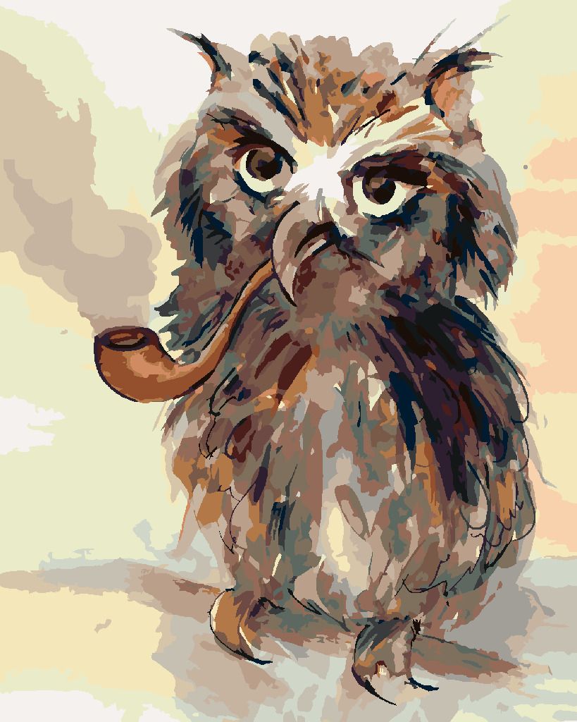 zuty Malování podle čísel - SOVA S FAJFKOU - Rozměr: 40x50 cm, Rámování: Varianta: vypnuté plátno na rám - obrázek 6
