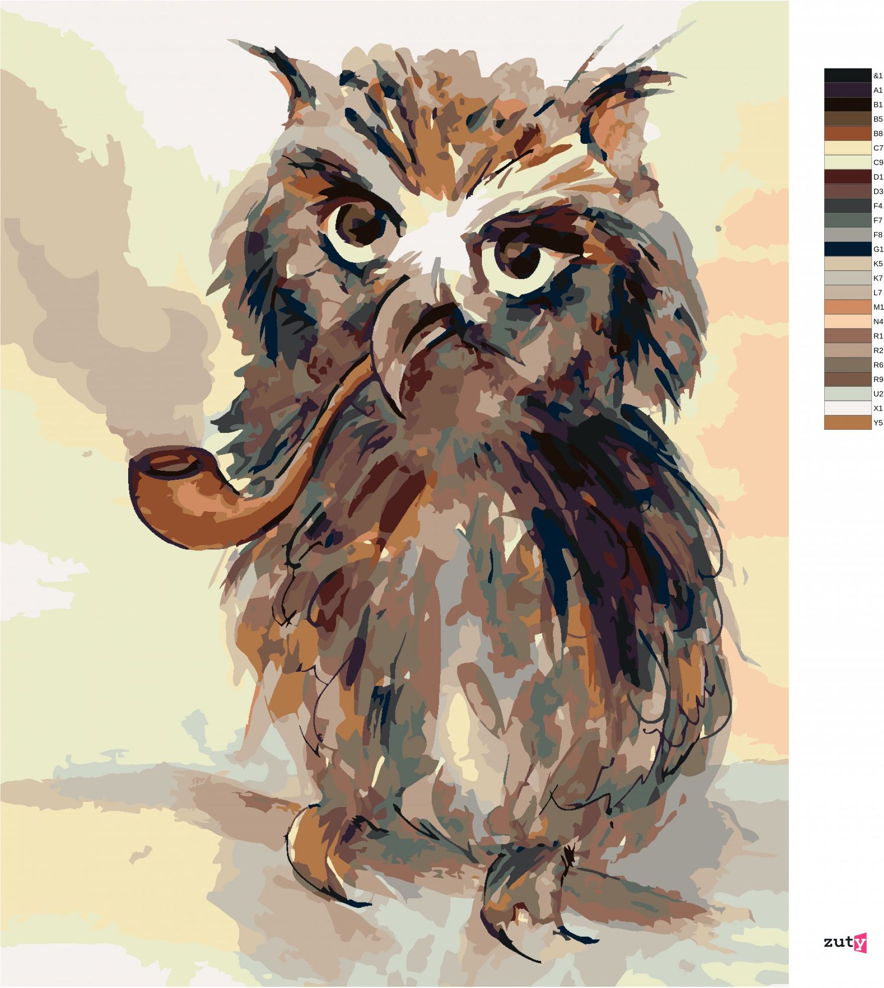 zuty Malování podle čísel - SOVA S FAJFKOU - Rozměr: 40x50 cm, Rámování: Varianta: vypnuté plátno na rám - obrázek 8