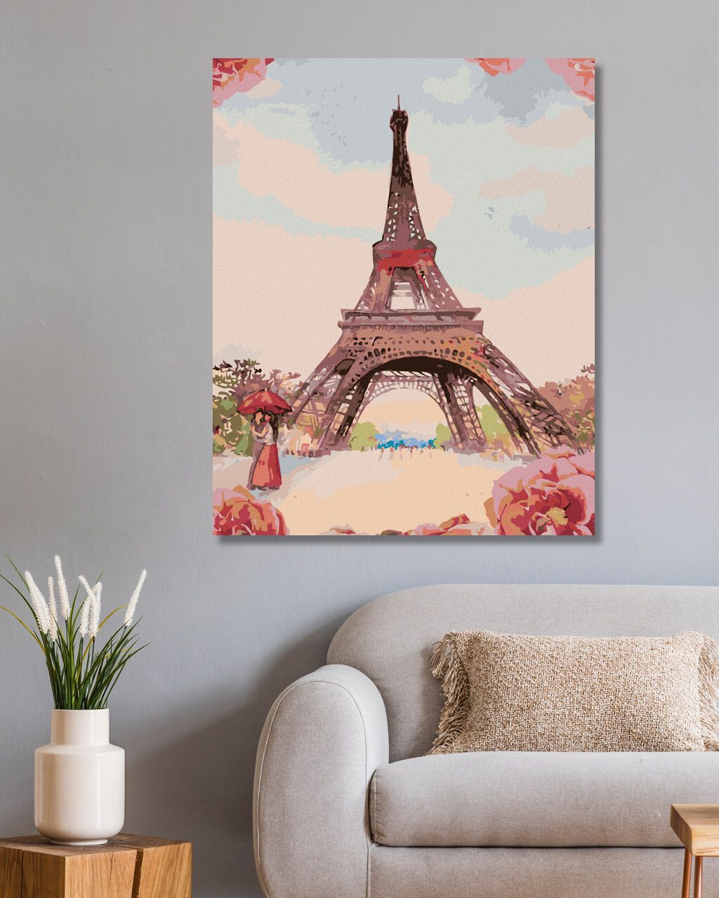 zuty Malování podle čísel - EIFFELOVA VĚŽ S RŮŽEMI - Rozměr: 40x50 cm, Rámování: Varianta: bez rámu a bez vypnutí plátna - obrázek 6