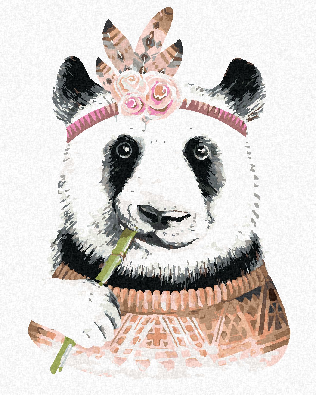 zuty Malování podle čísel - BOHO PANDA - Rozměr: 40x50 cm, Rámování: Varianta: bez rámu a bez vypnutí plátna - obrázek 1