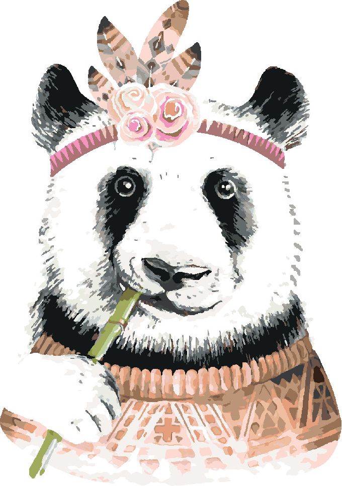 zuty Malování podle čísel - BOHO PANDA - Rozměr: 40x50 cm, Rámování: Varianta: bez rámu a bez vypnutí plátna - obrázek 2