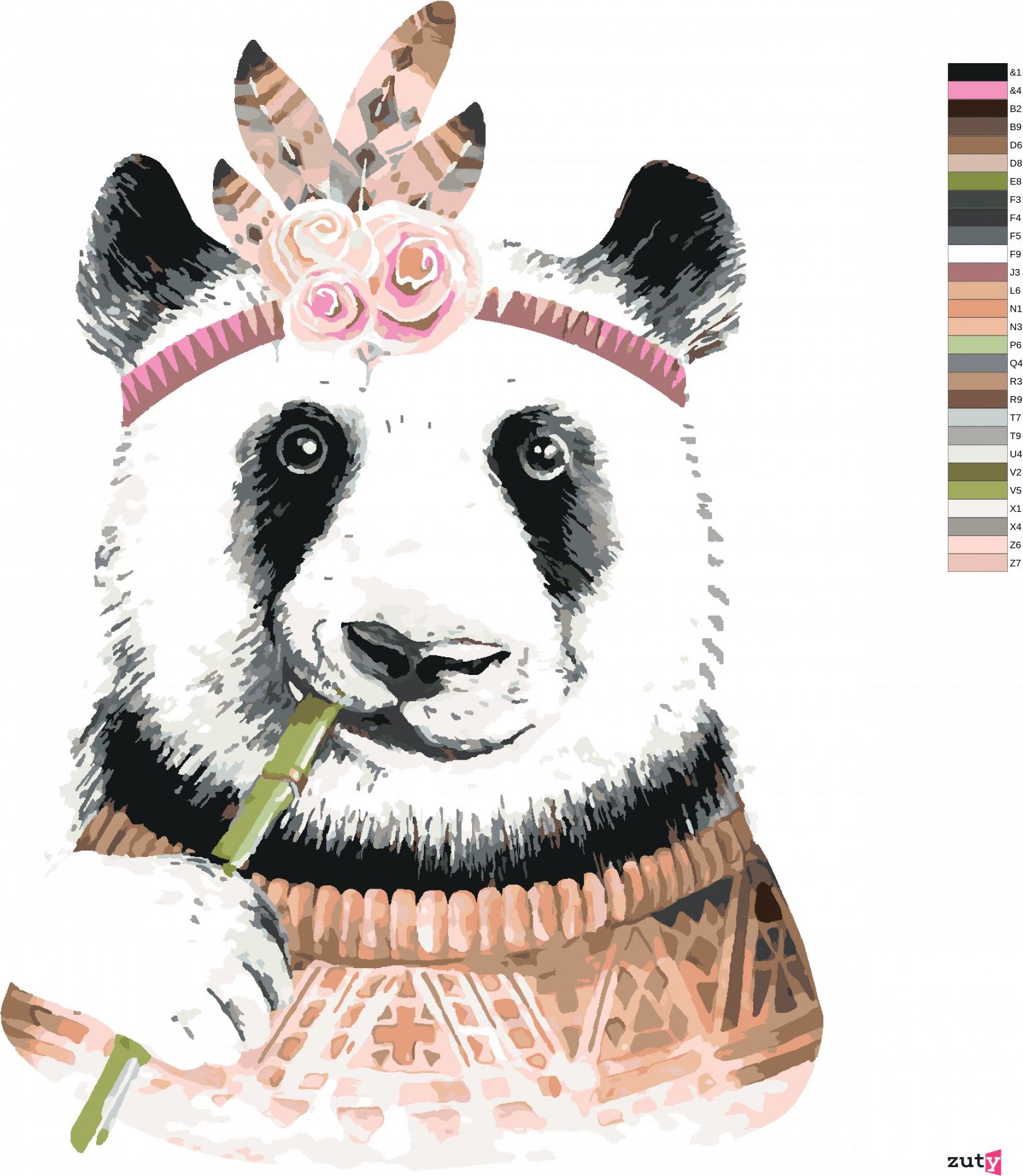 zuty Malování podle čísel - BOHO PANDA - Rozměr: 40x50 cm, Rámování: Varianta: bez rámu a bez vypnutí plátna - obrázek 4